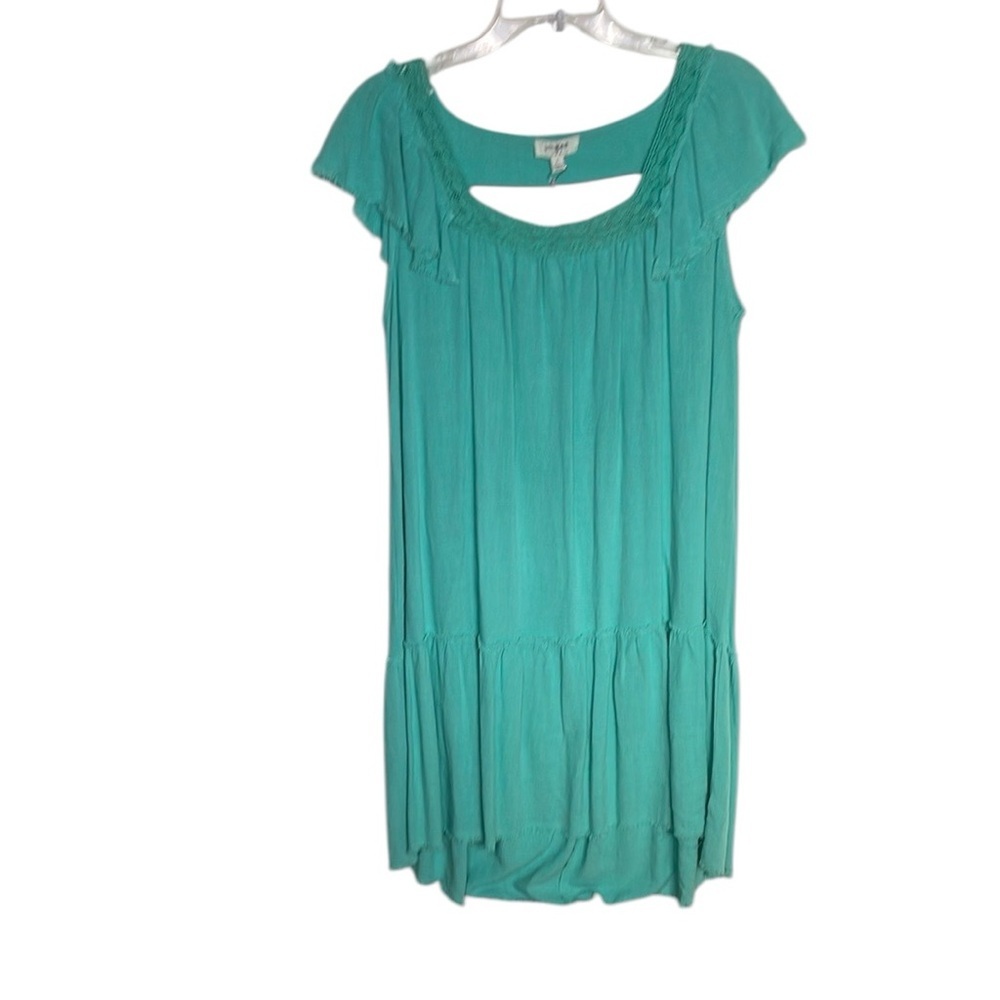UMGEE Women's Teal Cap Sleeve Dress lacing detail and  Raw Hem Size Large